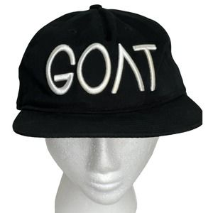 GOAT Black & White Snapback Cap Baseball Hat All Cotton Adjustable One Size #B07